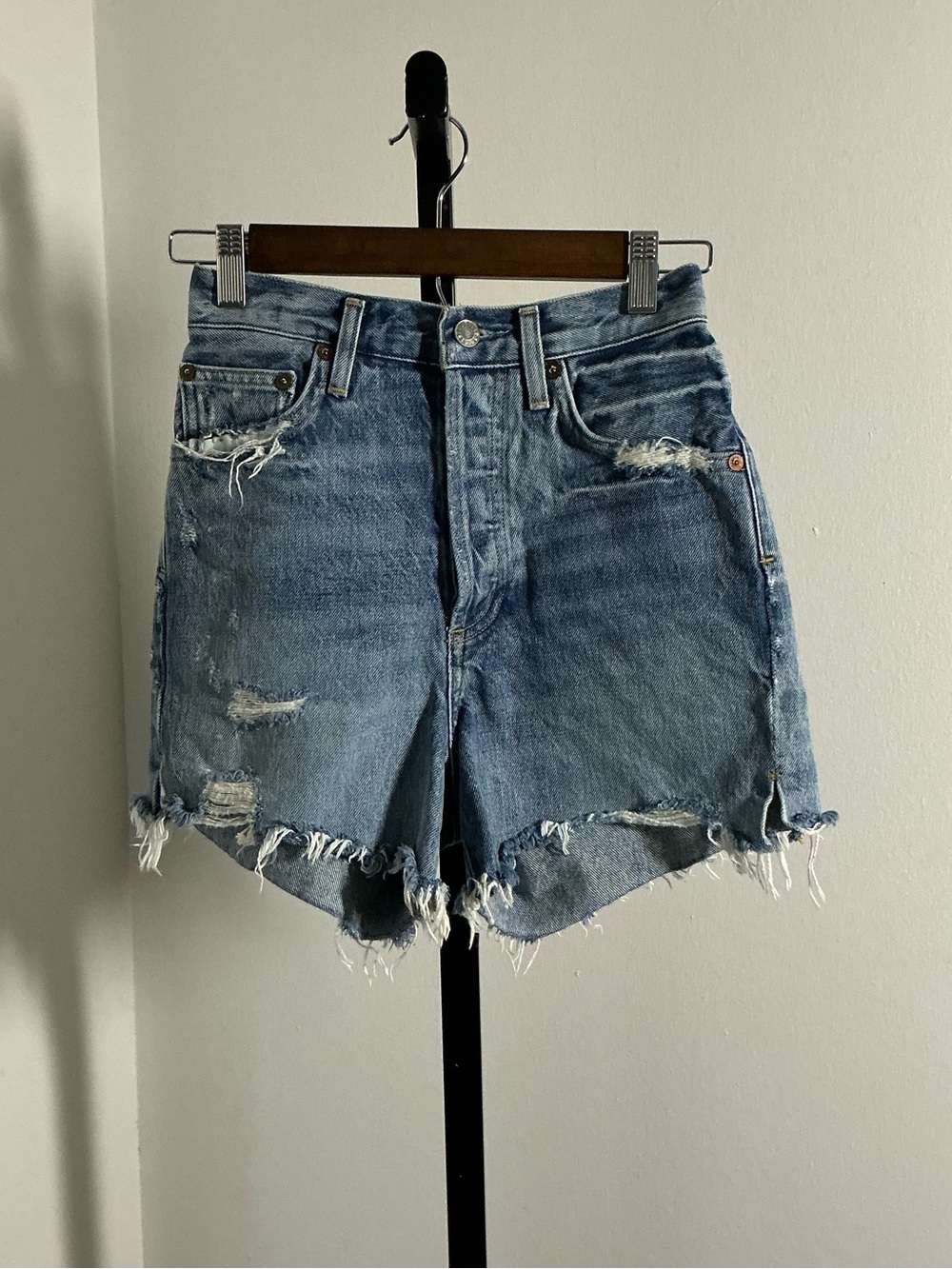 AGOLDE | 100% Cotton High Rise Denim Shorts